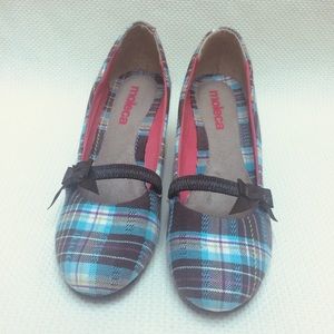 Moleca || Plaid Cone High Heels 7 Blue Brown